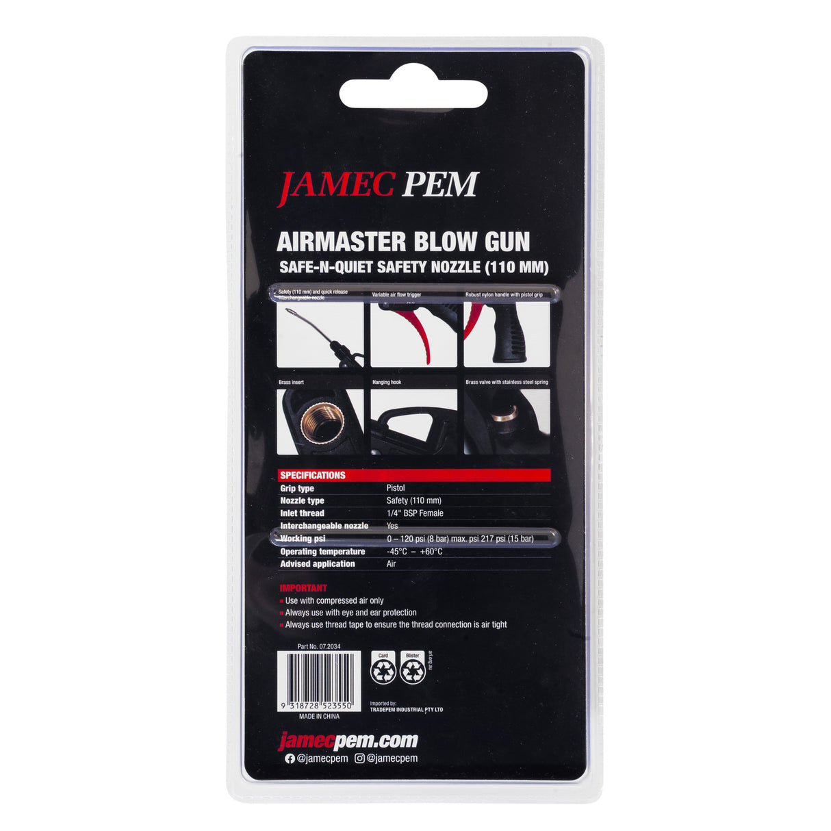 Jamec PEM Airmaster Blow Gun S2 - Safe-N-Quiet