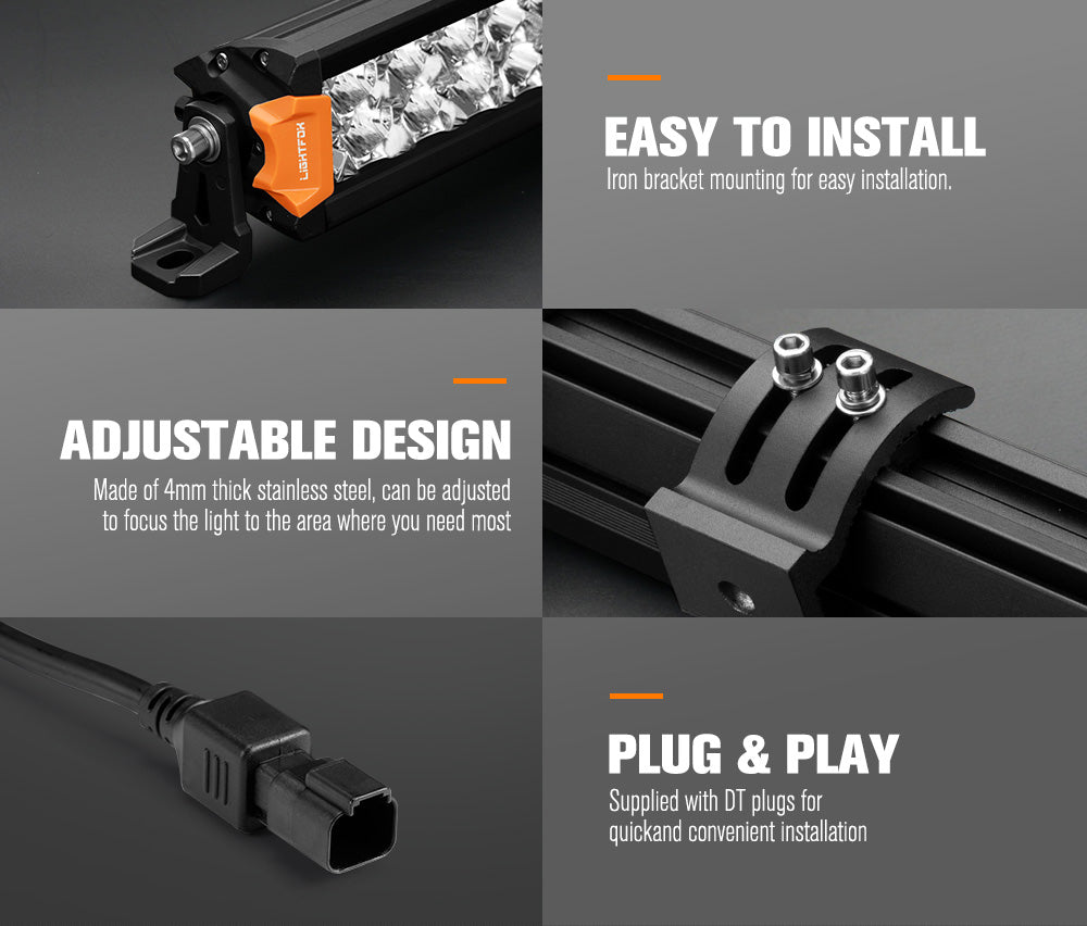 Lightfox 12" 20" 30" 40" Osram LED Light Bar Dual Rows Combo Beam Driving Lamp