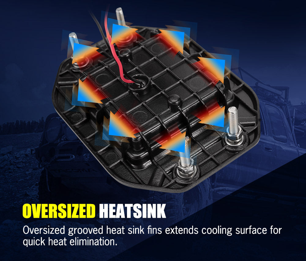 LIGHTFOX 2x 5inch LED Work Light Flush Mount Spot Flood Reverse Offroad 4x4