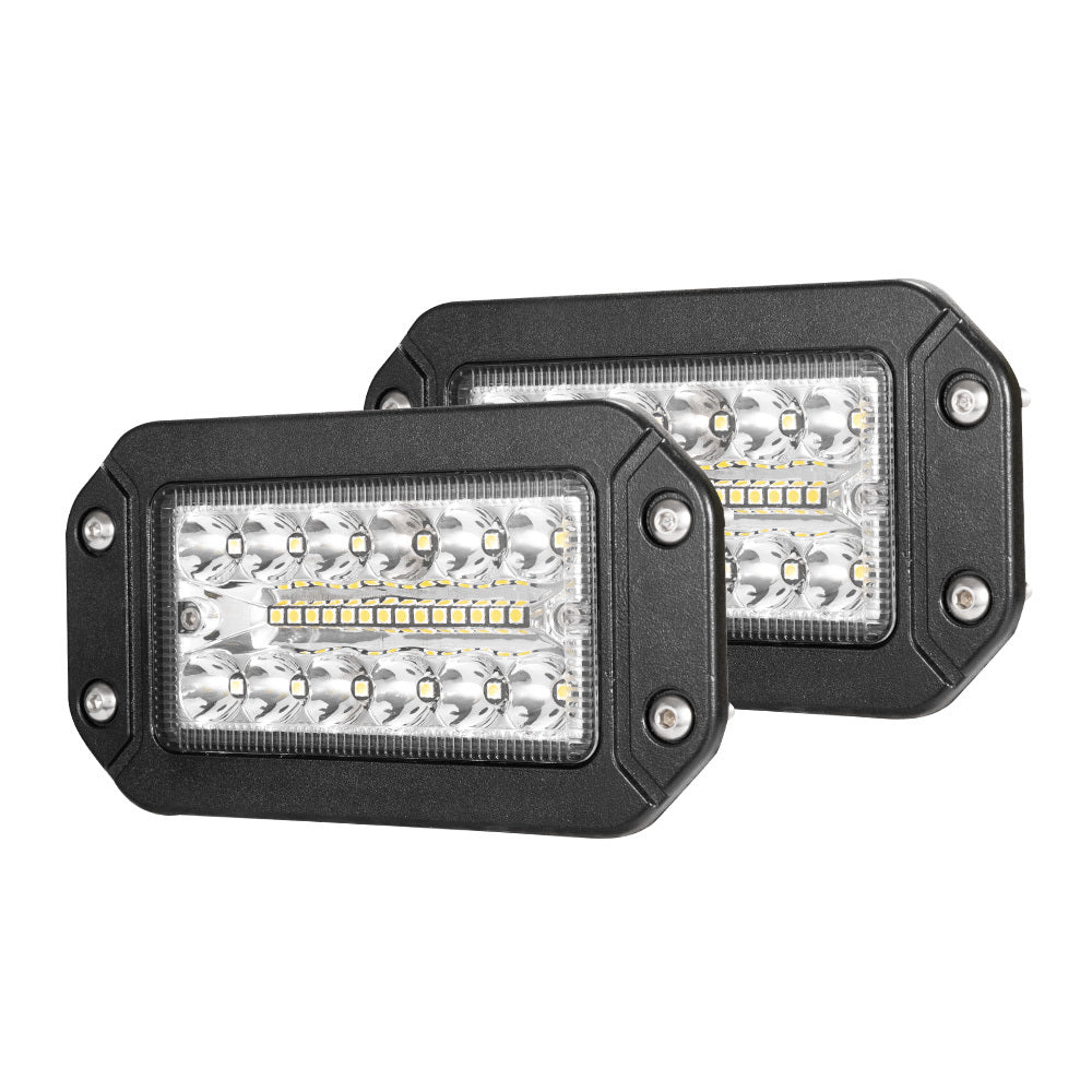 Pair 6inch Flush Mount LED Work Light Spot Flood Off-Road Driving Lights