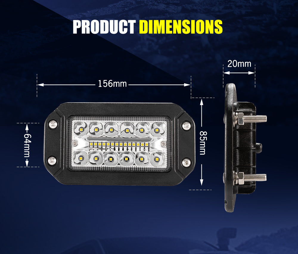 Pair 6inch Flush Mount LED Work Light Spot Flood Off-Road Driving Lights