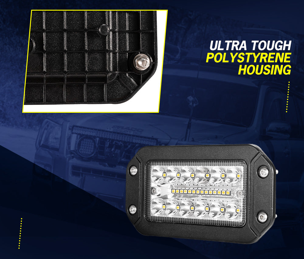 Pair 6inch Flush Mount LED Work Light Spot Flood Off-Road Driving Lights