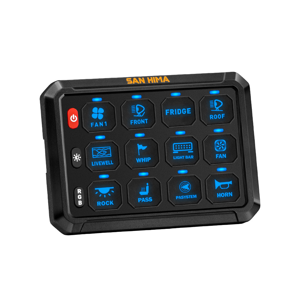 San Hima 12 Gang Bluetooth Switch Panel 12V/24V ON-OFF LED Control For Car Boat