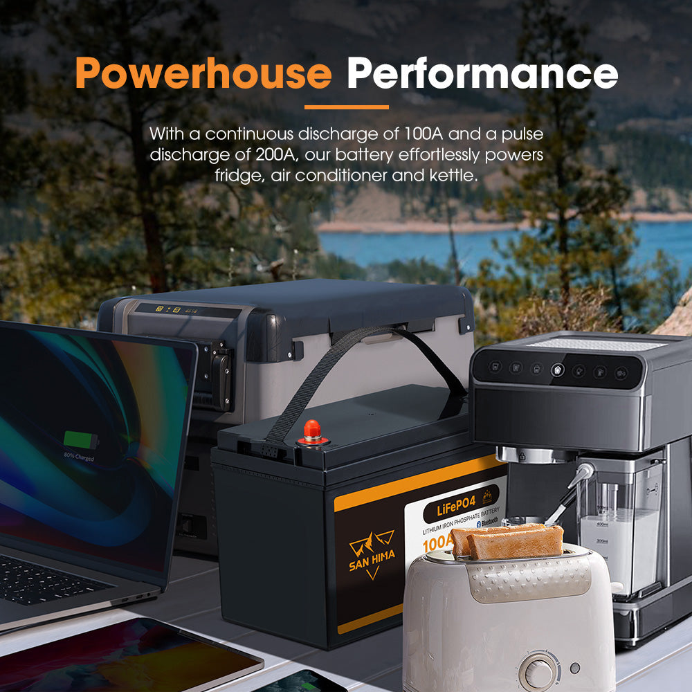 San Hima 12V 100Ah/200Ah Lithium Battery BMS LiFePO4 w/ Bluetooth Self-heating