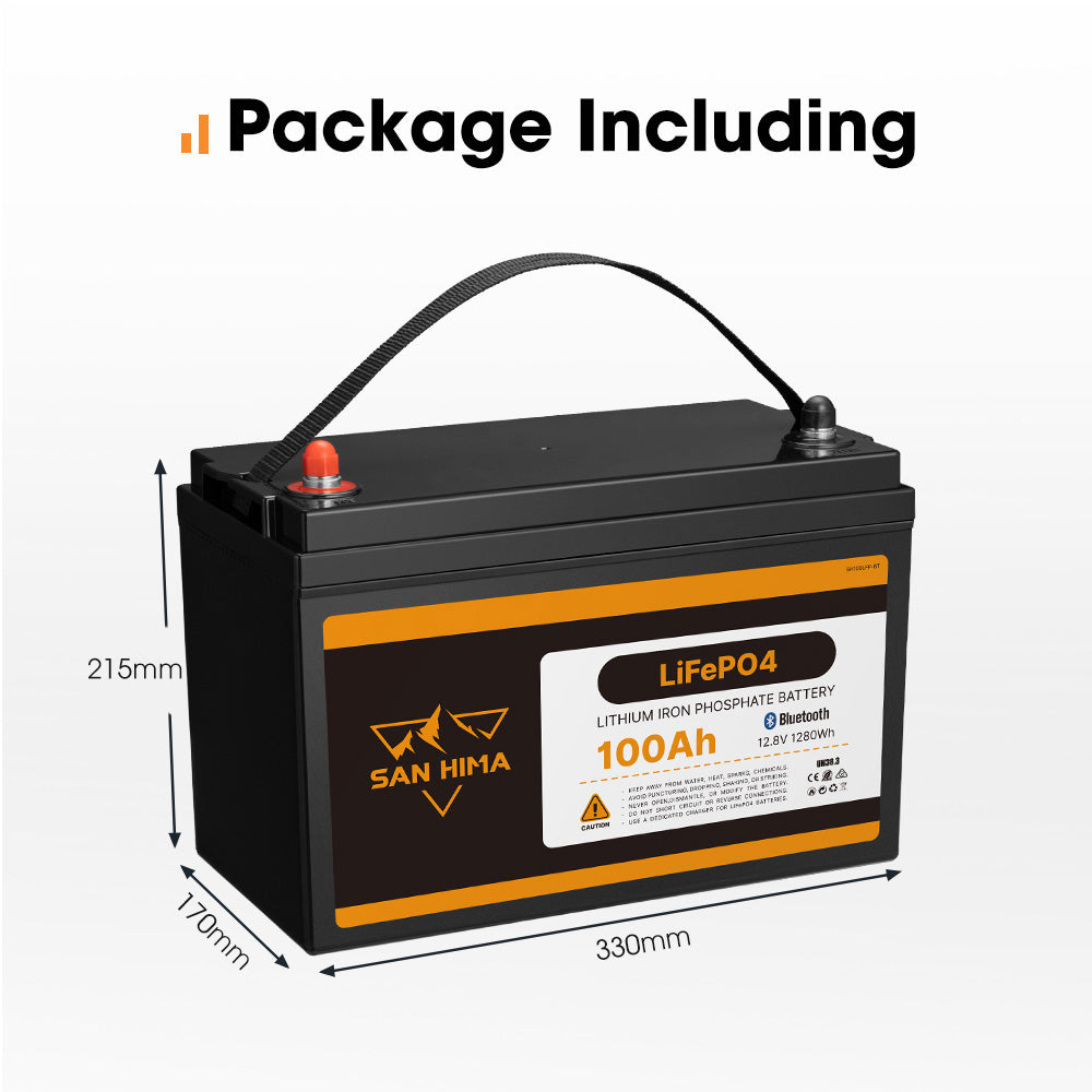 San Hima 12V 100Ah Lithium Iron Phosphate Battery LiFePO4 w/ Bluetooth BMS 4WD