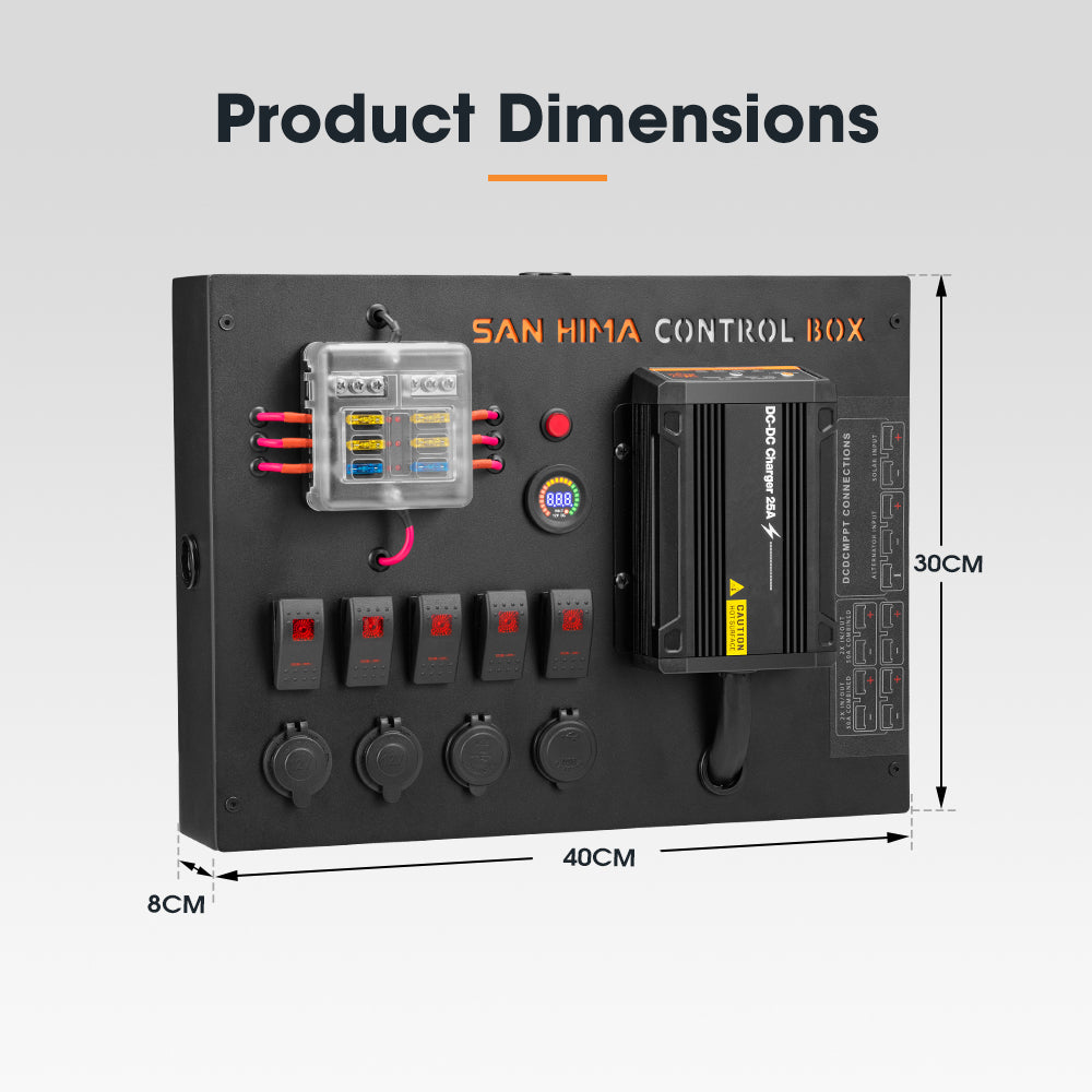 San Hima 12V Control Box 25A DCDC Charger with Fuse 4 USB port Car Boat 4WD