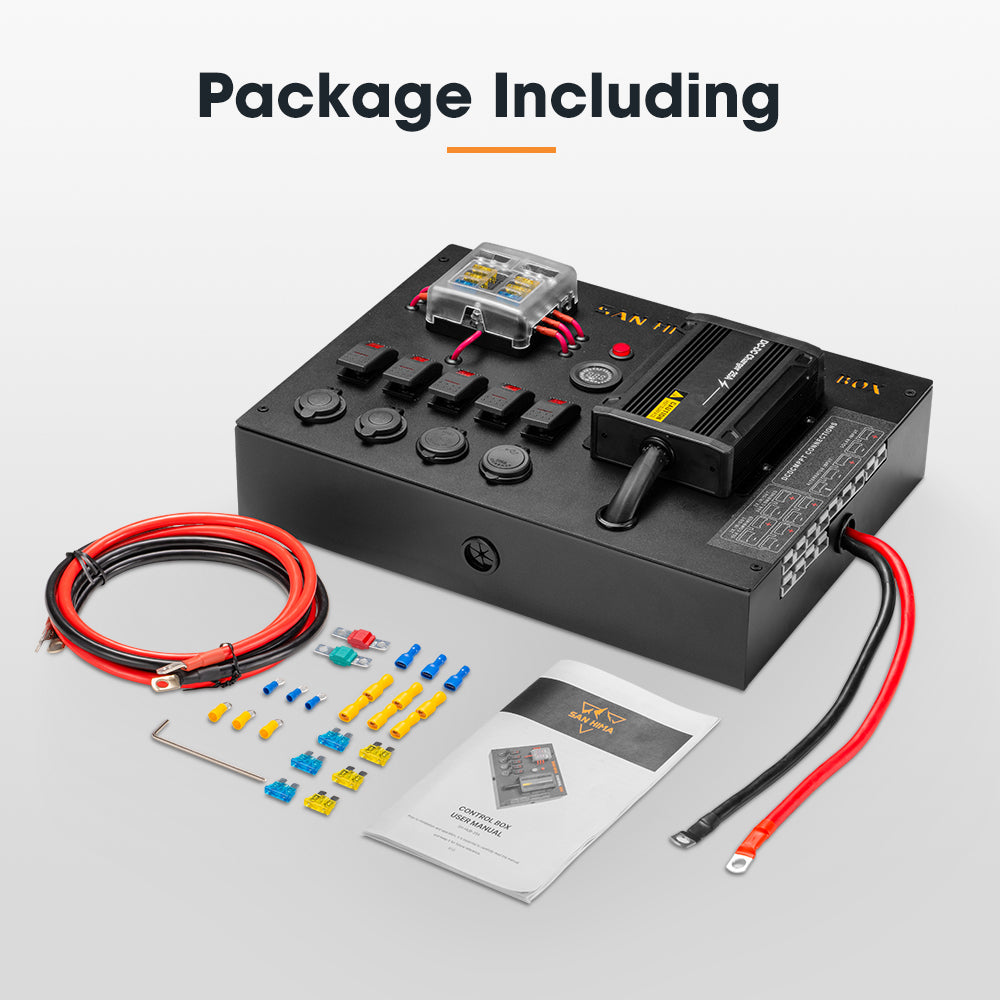 San Hima 12V Control Box 25A DCDC Charger with Fuse 4 USB port Car Boat 4WD