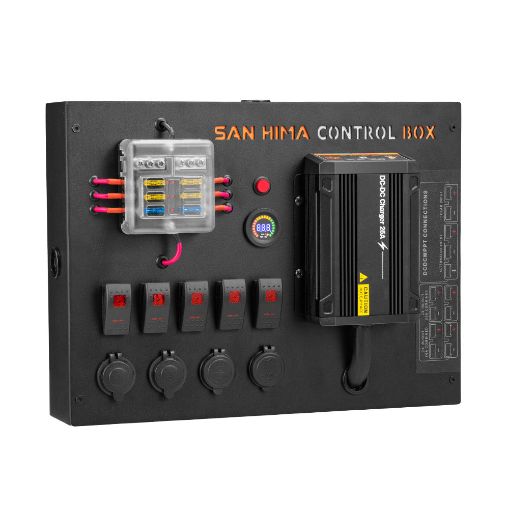 San Hima 12V Control Box 25A DCDC Charger with Fuse 4 USB port Car Boat 4WD