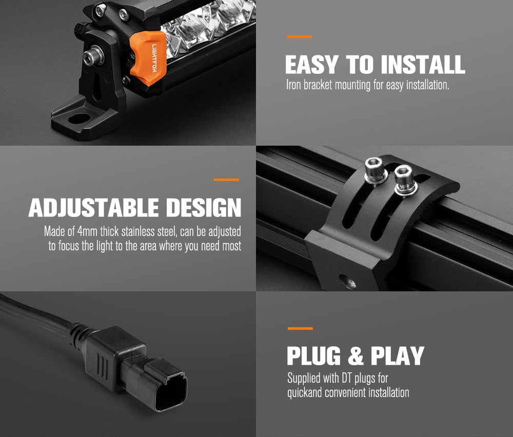 LIGHTFOX 14inch Osram LED Light Bar Super Slim Single Row Spot Flood Beam Offroad