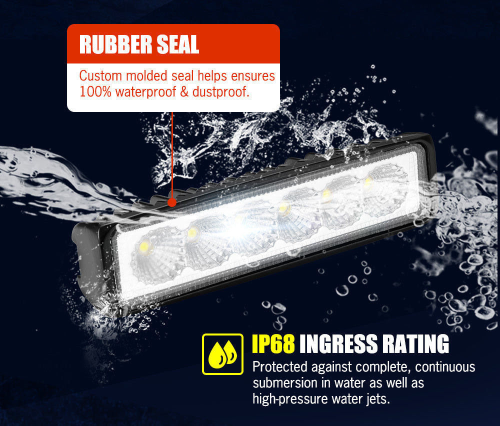Pair 6inch LED Work Light Bar Flood Beam Lamp Reverse Offroad 4x4