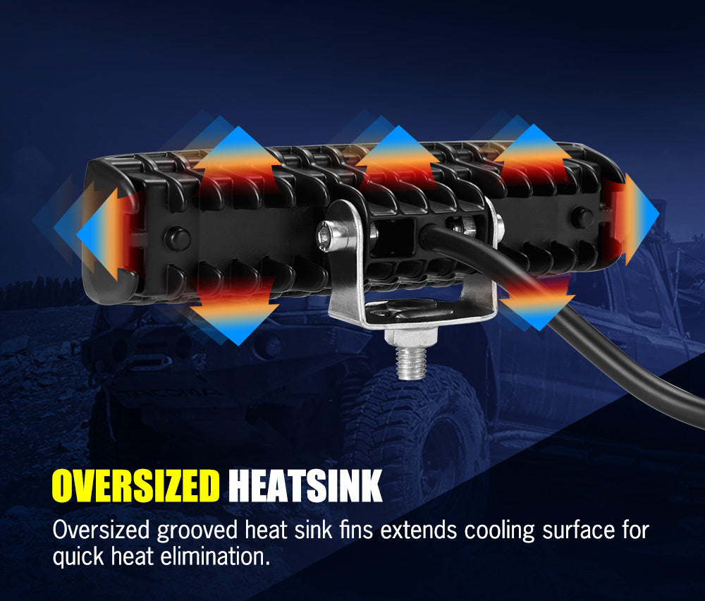 Pair 6inch LED Work Light Bar Flood Beam Lamp Reverse Offroad 4x4