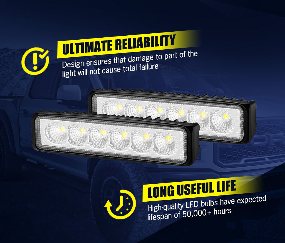 Pair 6inch LED Work Light Bar Flood Beam Lamp Reverse Offroad 4x4
