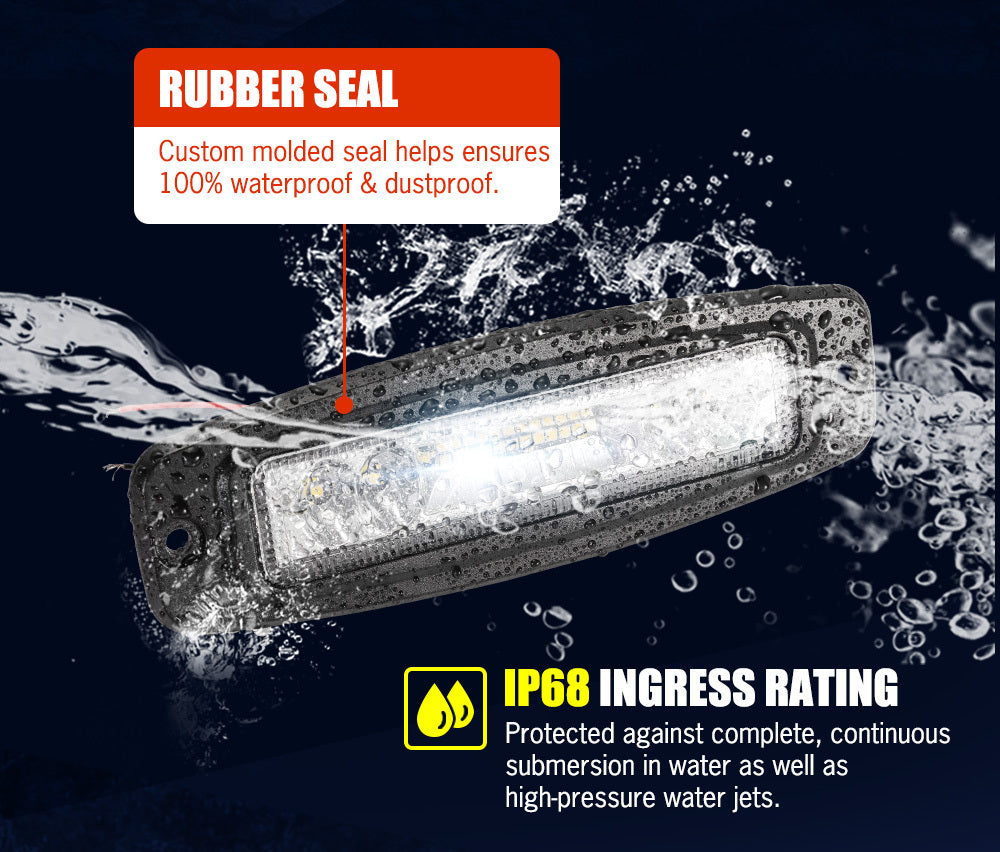 LIGHTFOX Pair 7Inch Led Work Light Bar Flush Mount Combo Reverse Fog Lamp 4WD