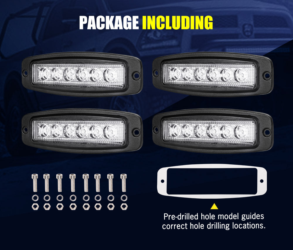 LIGHTFOX 4x 7inch LED Light Flood Beam