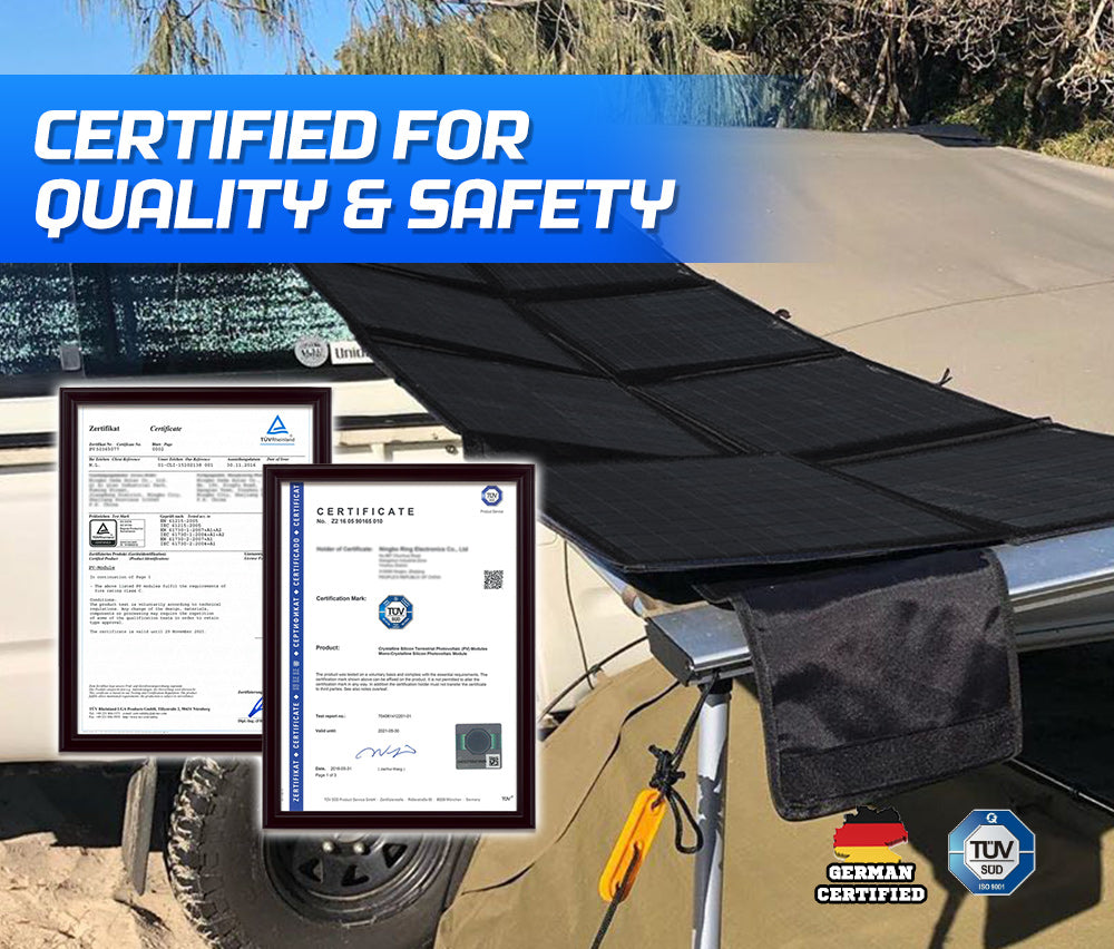 ATEM POWER 12V 200W Folding Solar Panel Blanket Caravan Mono Completed Kit With USB