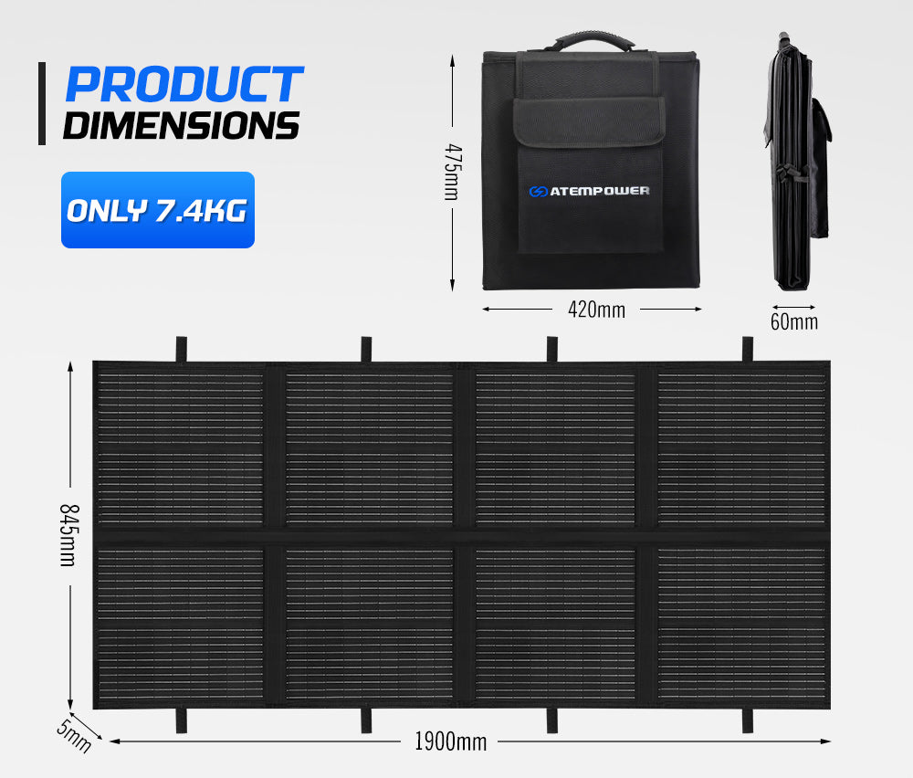 ATEM POWER 12V 200W Folding Solar Panel Blanket Caravan Mono Completed Kit With USB