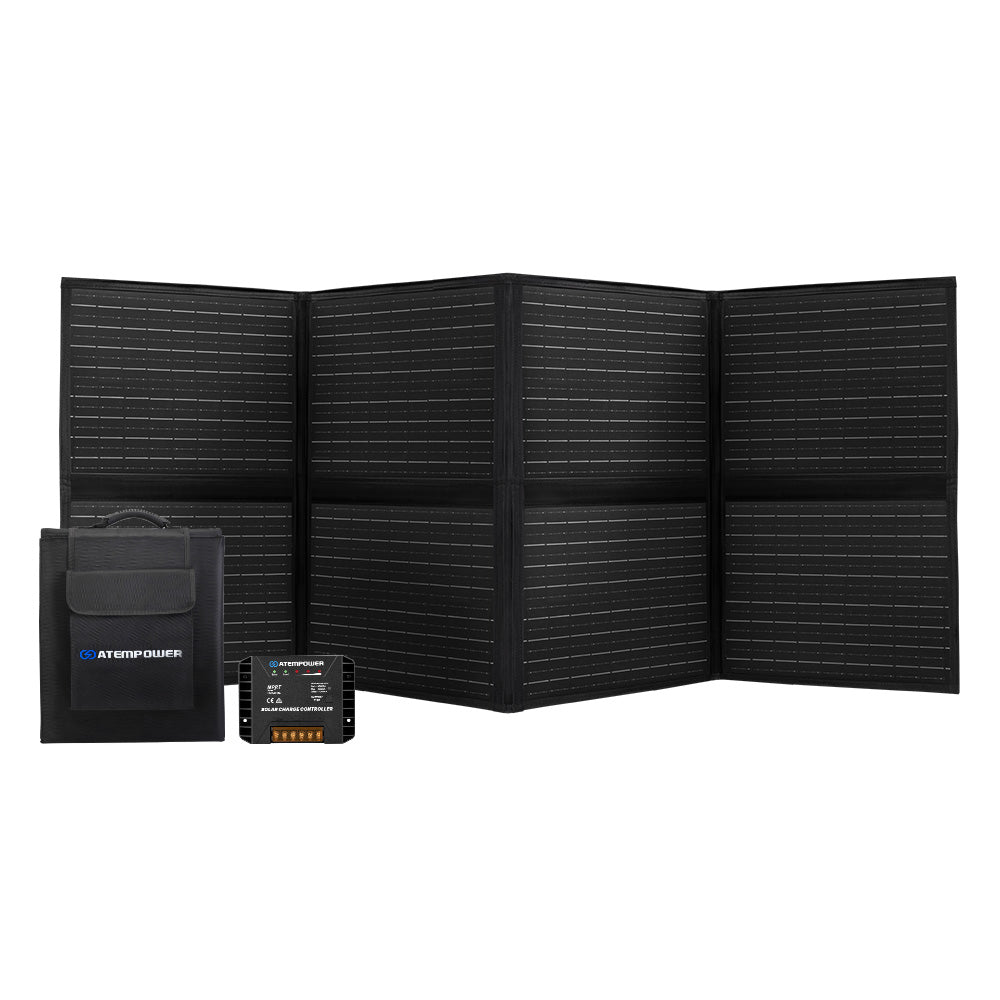 ATEM POWER 12V 200W Folding Solar Panel Blanket Caravan Mono Completed Kit With USB
