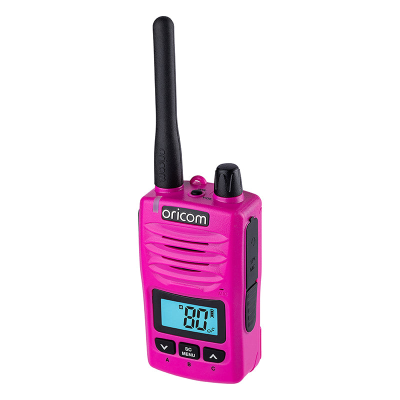 Oricom 5 Watt IP67 Waterproof Handheld UHF CB Radio Trade Twin Pack PINK