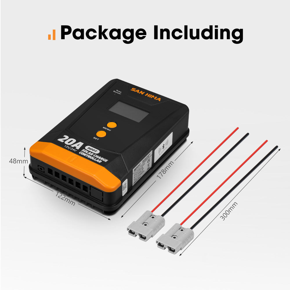 San Hima 20A MPPT Solar Charge Controller 12V 24V Inbulit Bluetooth LCD Display