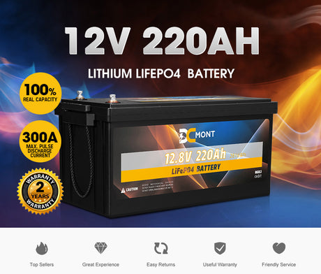 DC MONT 12V 135AH 220AH 300AH Lithium Iron Phosphate Battery LiFePO4 Deep Cycle