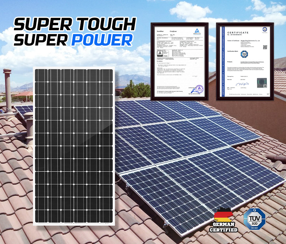 ATEM POWER 250W 12V Solar Panel Kit Mono Fixed Camping Caravan Boat Power Battery Charging