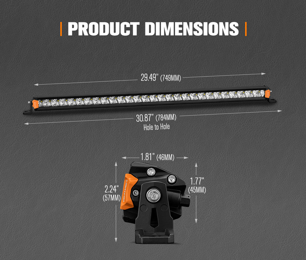 LIGHTFOX 28inch Osram LED Light Bar Super Slim Single Row Spot Flood Beam Offroad