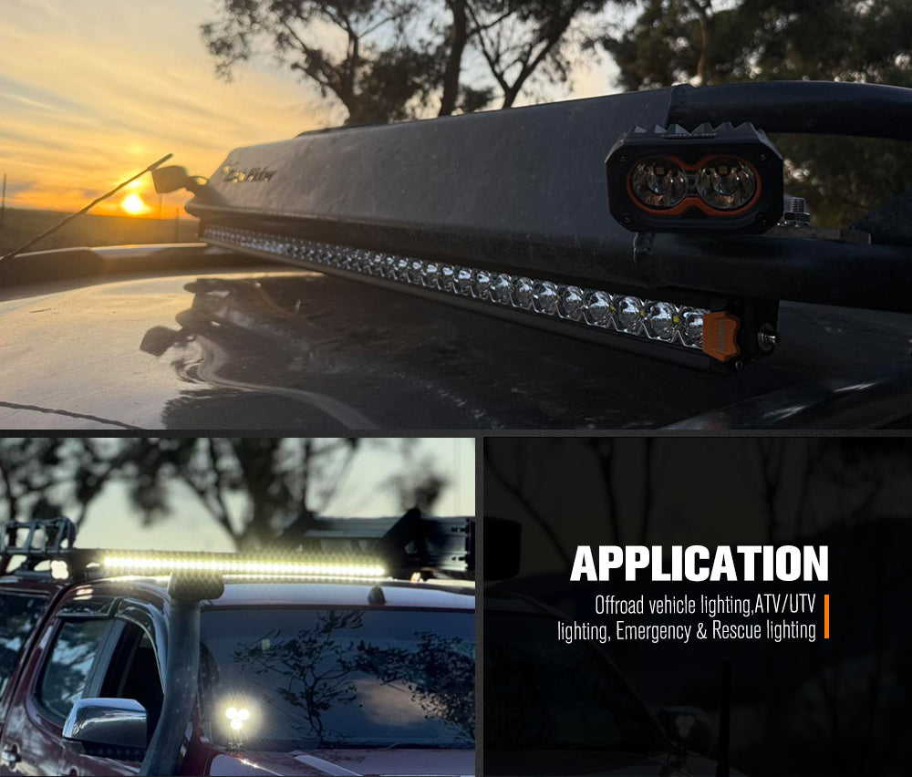 LIGHTFOX 40inch Osram LED Light Bar Super Slim Single Row Spot Flood Beam Offroad