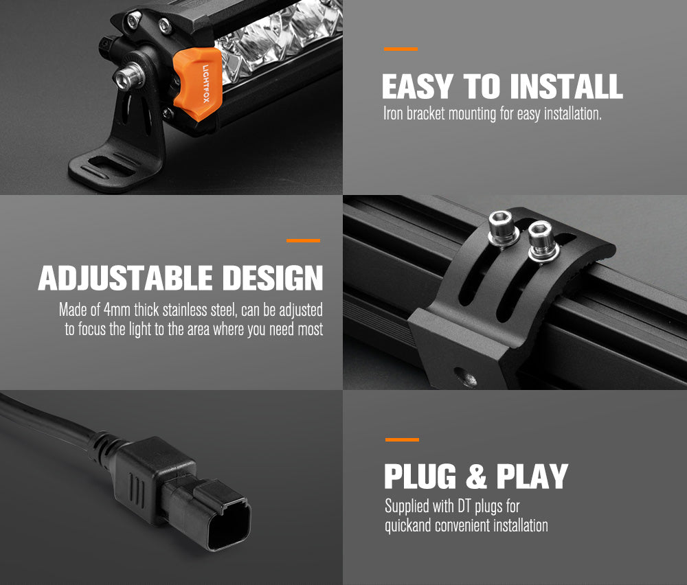 LIGHTFOX 40inch Osram LED Light Bar Super Slim Single Row Spot Flood Beam Offroad