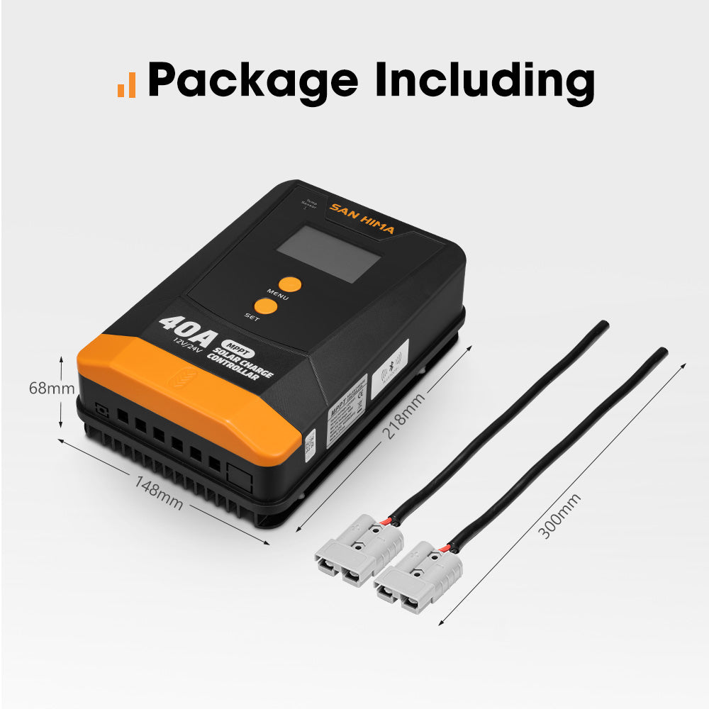 San Hima 40A MPPT Solar Charge Controller 12V 24V Inbulit Bluetooth LCD Display