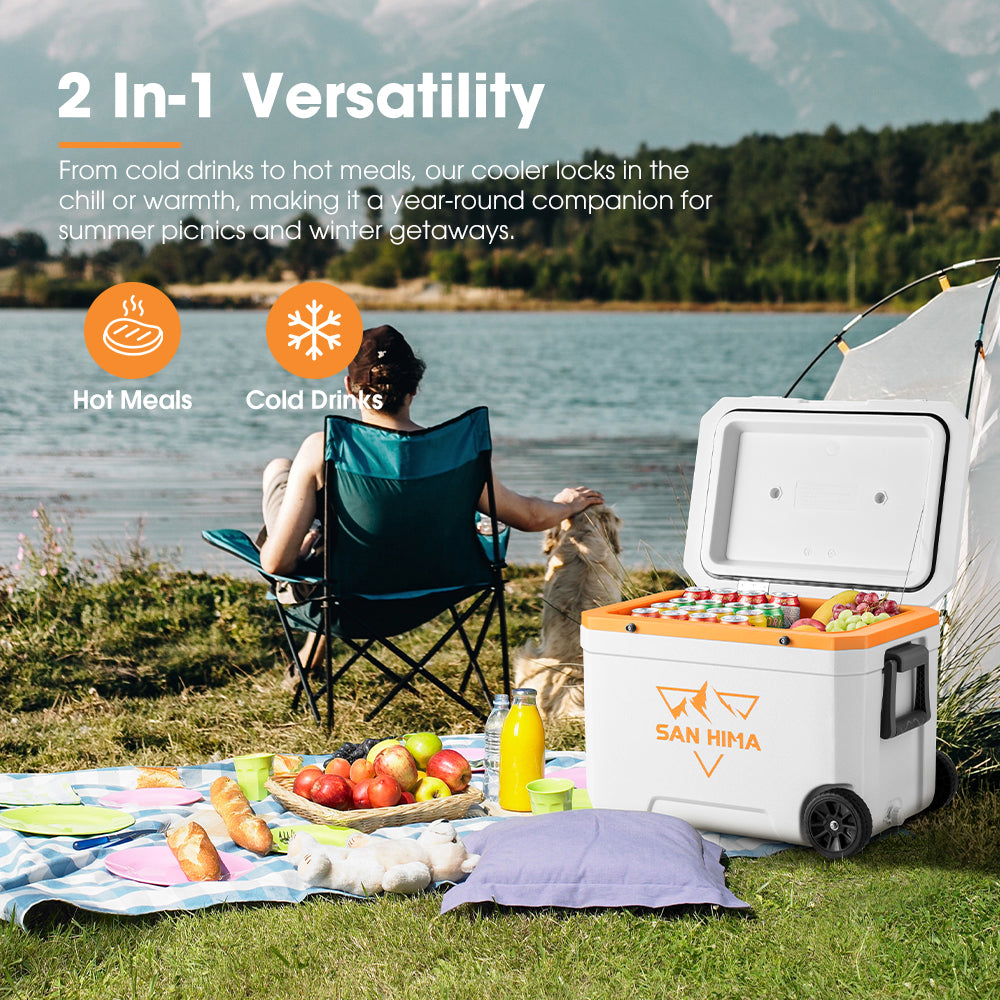 San Hima 45L Cooler Ice Box Portable Trolley For Camping Picnic Heat Retention