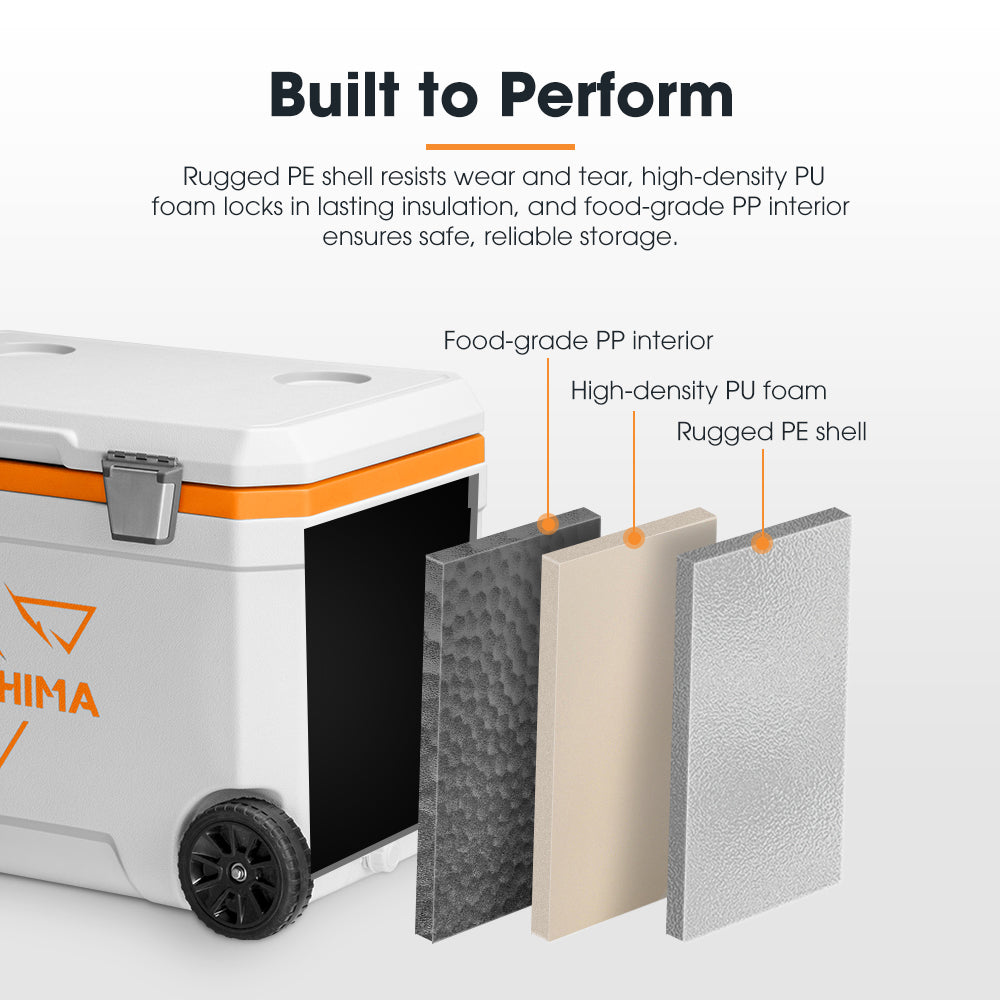 San Hima 45L Cooler Ice Box Portable Trolley For Camping Picnic Heat Retention