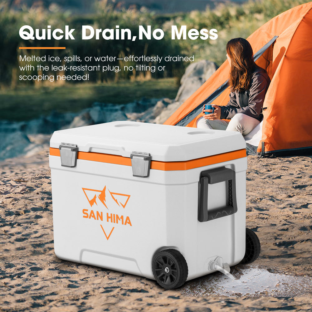 San Hima 45L Cooler Ice Box Portable Trolley For Camping Picnic Heat Retention