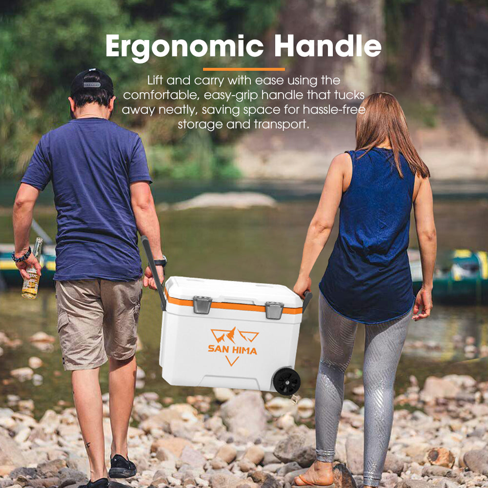 San Hima 45L Cooler Ice Box Portable Trolley For Camping Picnic Heat Retention