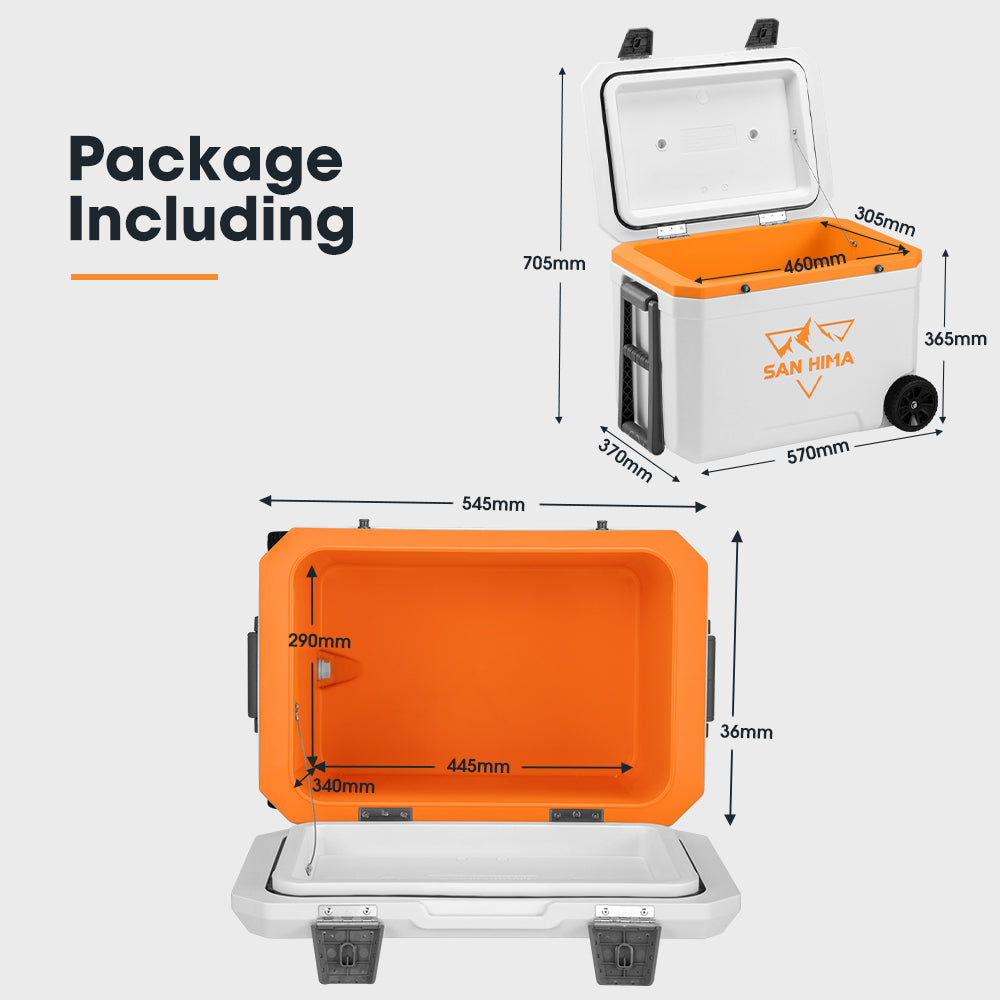 San Hima 45L Cooler Ice Box Portable Trolley For Camping Picnic Heat Retention