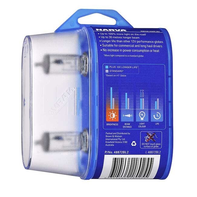 Narva H4 Plus + 50 Street Legal Globes 2x New 12 Volt 60/55W Bulb +50% 48872Bl2