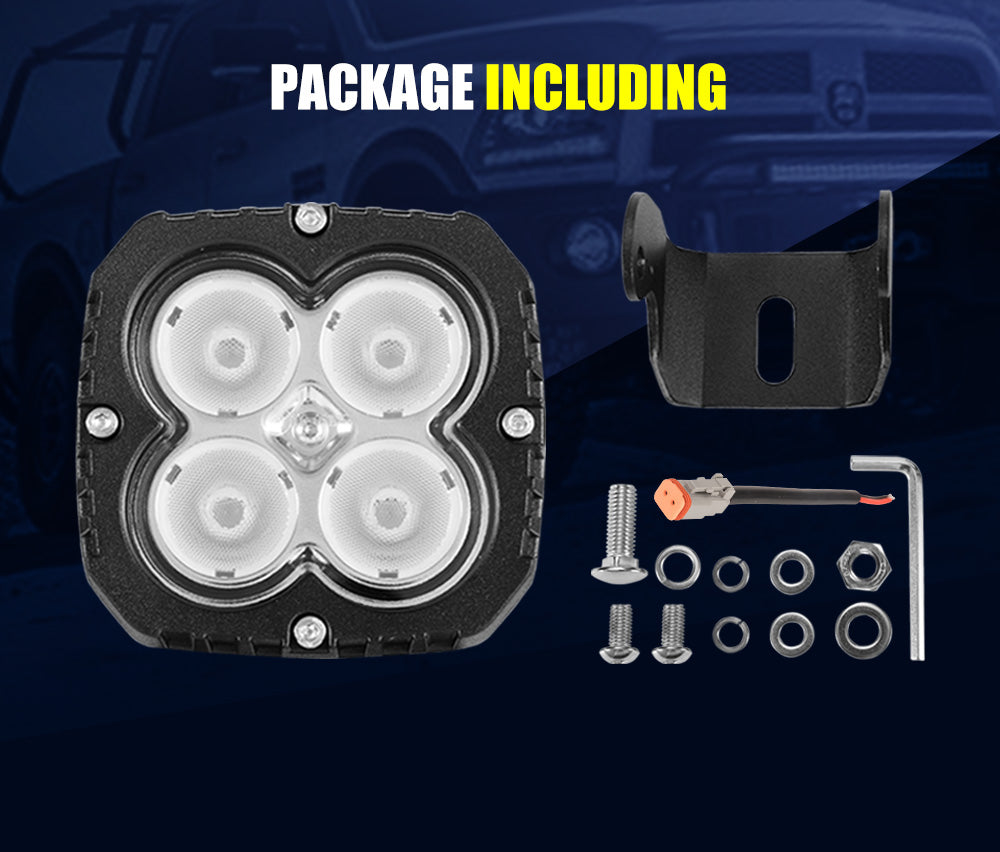 LIGHTFOX 4inch Heavy Duty LED Work Lamp Flood Beam Industrial Light