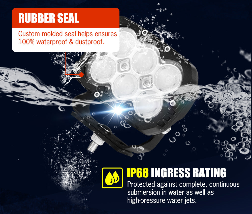 LIGHTFOX 5inch LED Work Light Flood Beam Heavy Duty Fog Driving Lamp 4WD OffRoad