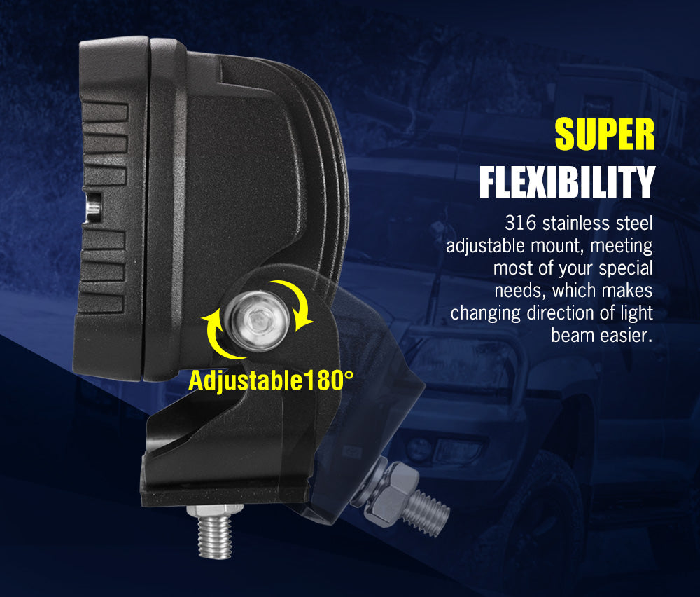 LIGHTFOX 2x 5inch LED Work Light Flood Beam Heavy Duty Fog Driving Lamp 4WD OffRoad