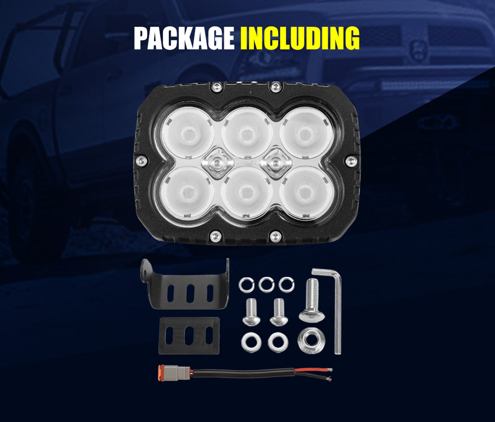 LIGHTFOX 5inch LED Work Light Flood Beam Heavy Duty Fog Driving Lamp 4WD OffRoad