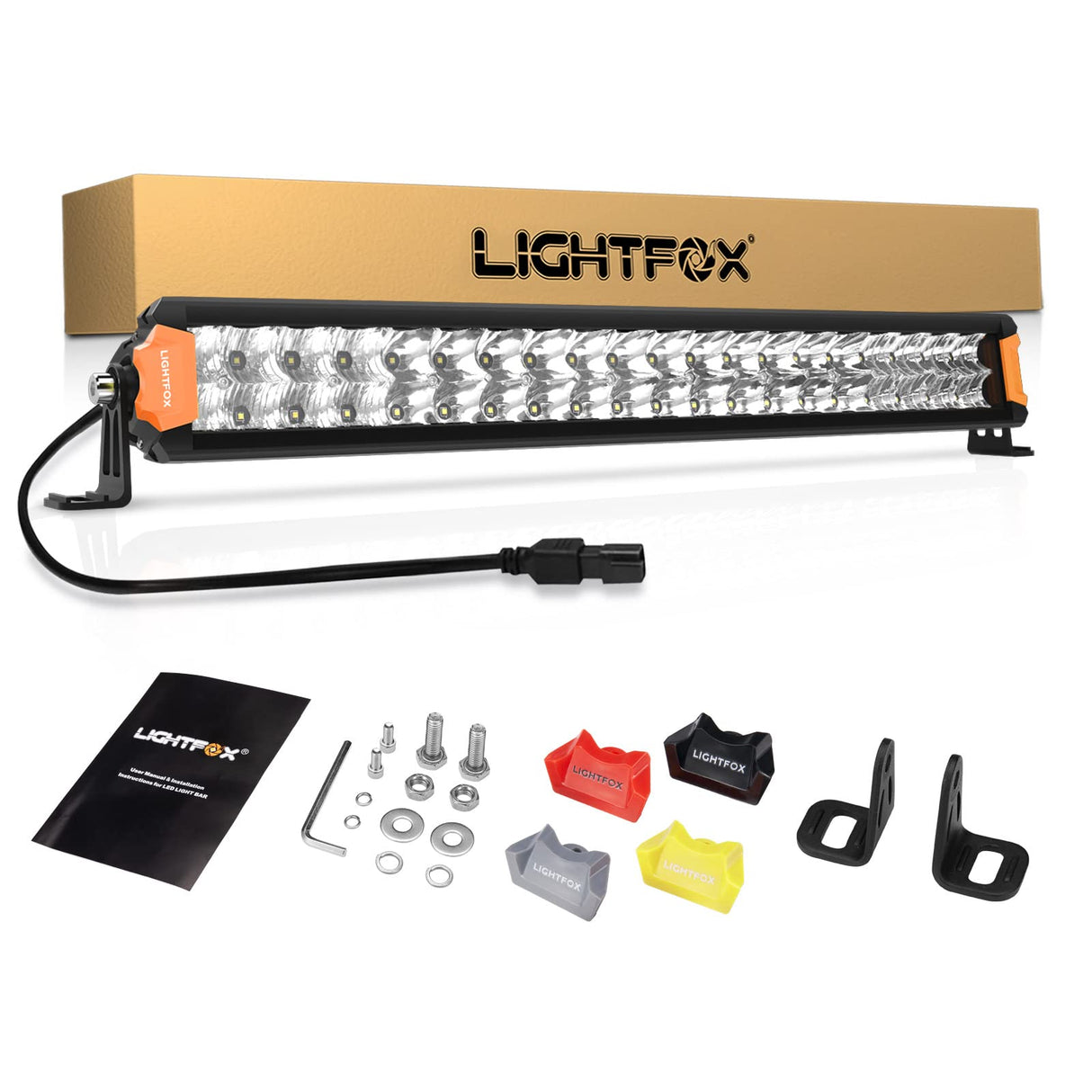 LIGHTFOX 20inch Osram LED Light Bar Slim Dual Rows Combo Driving Lamp Offroad 4x4