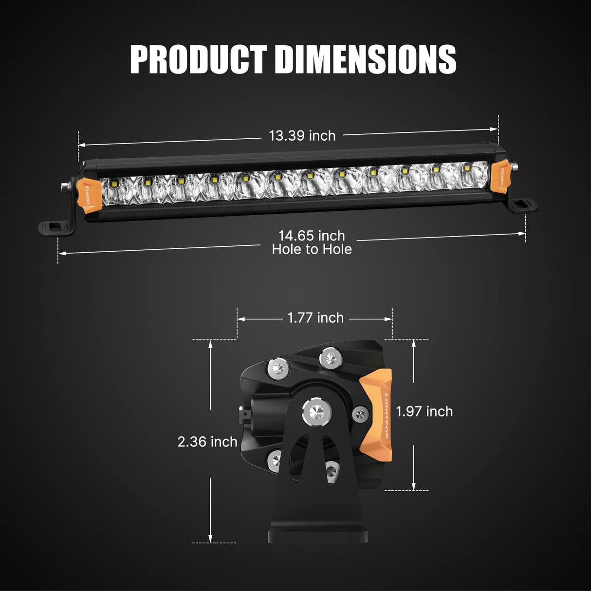 LIGHTFOX 14inch Osram LED Light Bar Super Slim Single Row Spot Flood Beam Offroad