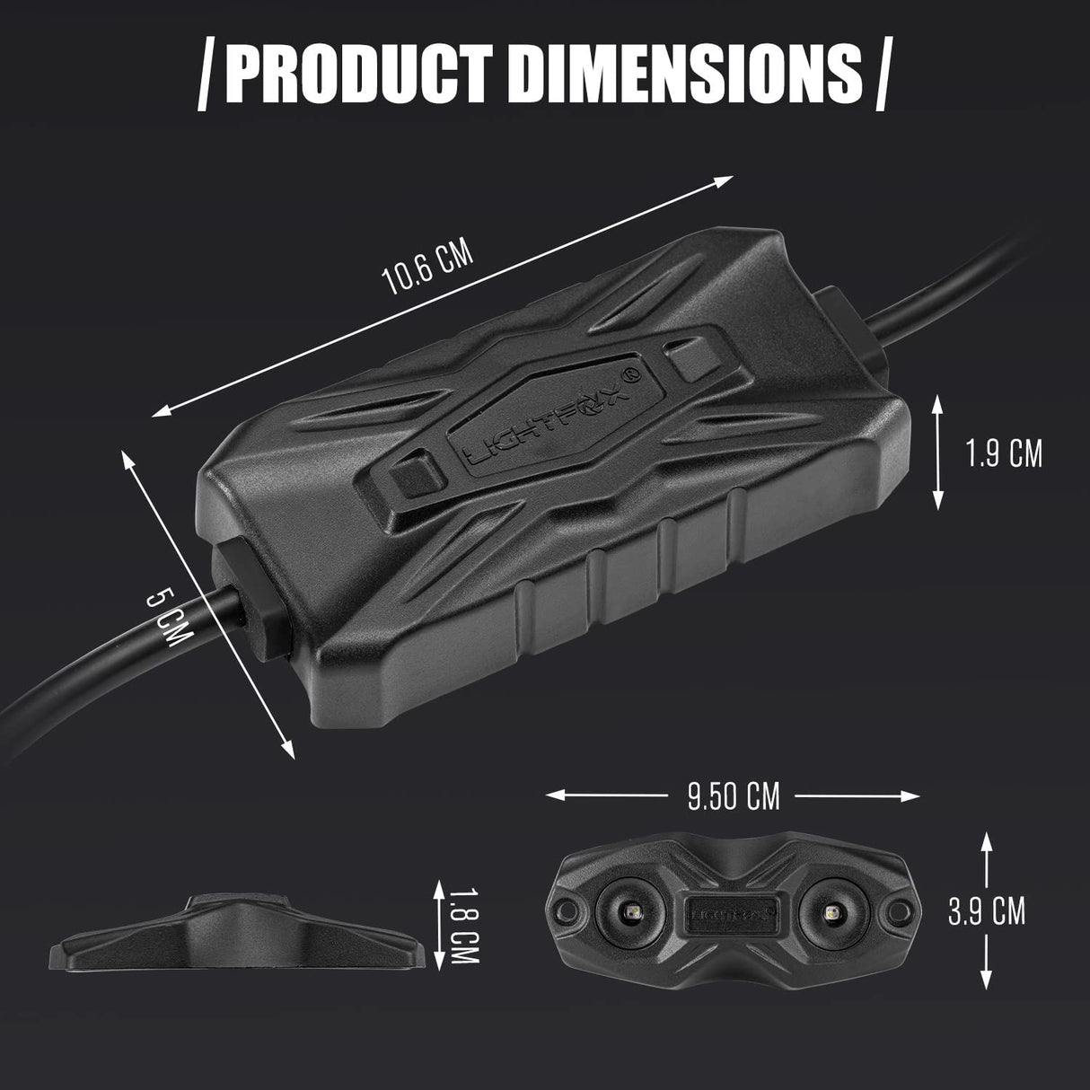 LIGHTFOX 4X RGBW LED Rock Lights White Wireless Bluetooth Music Multi Color