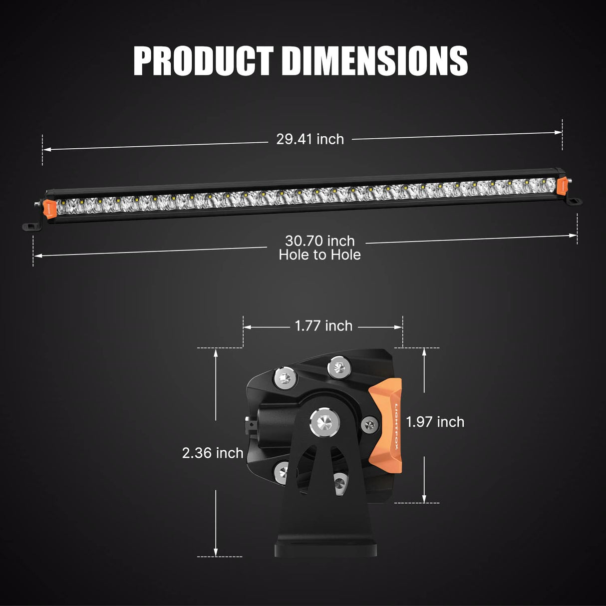 LIGHTFOX 28inch Osram LED Light Bar Super Slim Single Row Spot Flood Beam Offroad