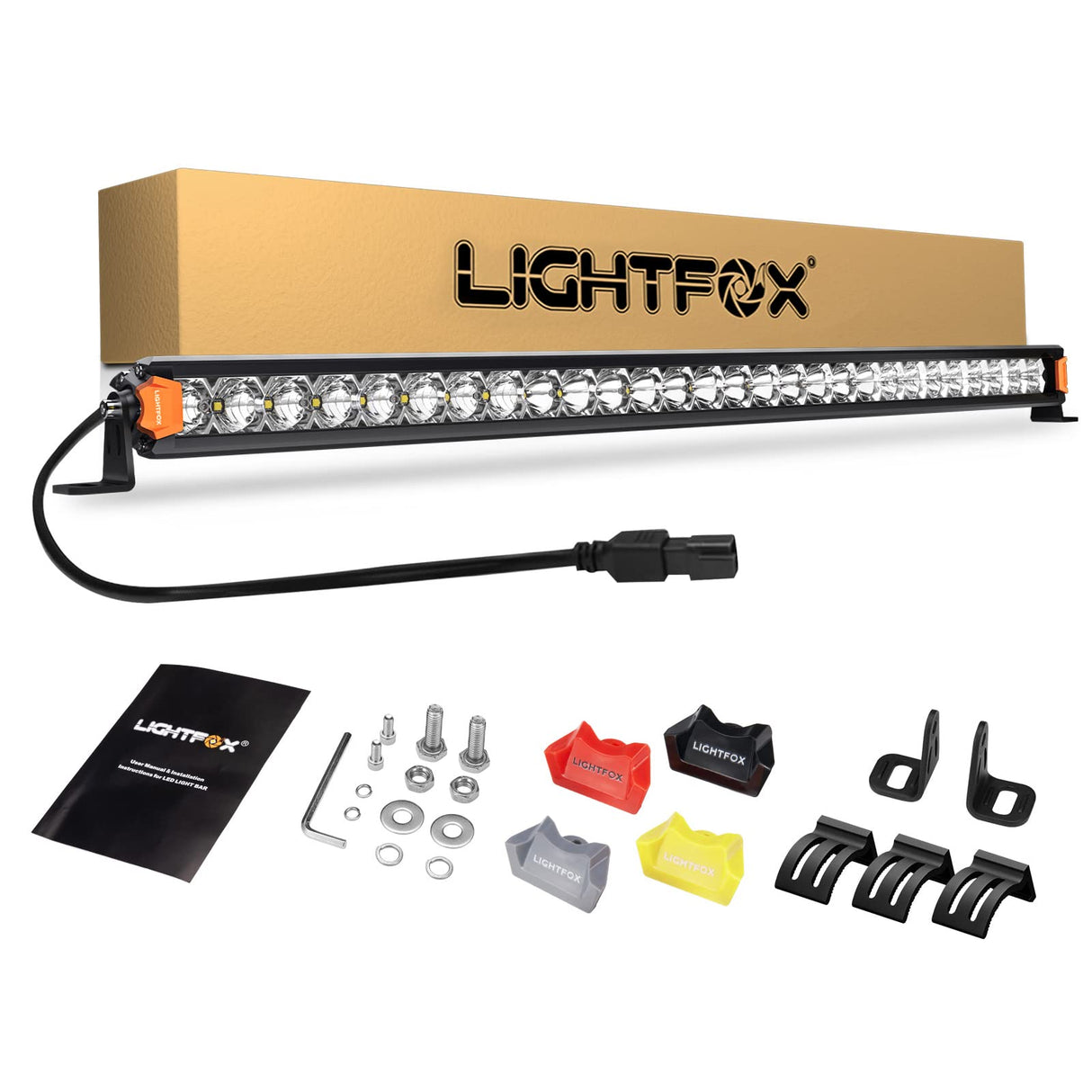 LIGHTFOX 28inch Osram LED Light Bar Super Slim Single Row Spot Flood Beam Offroad