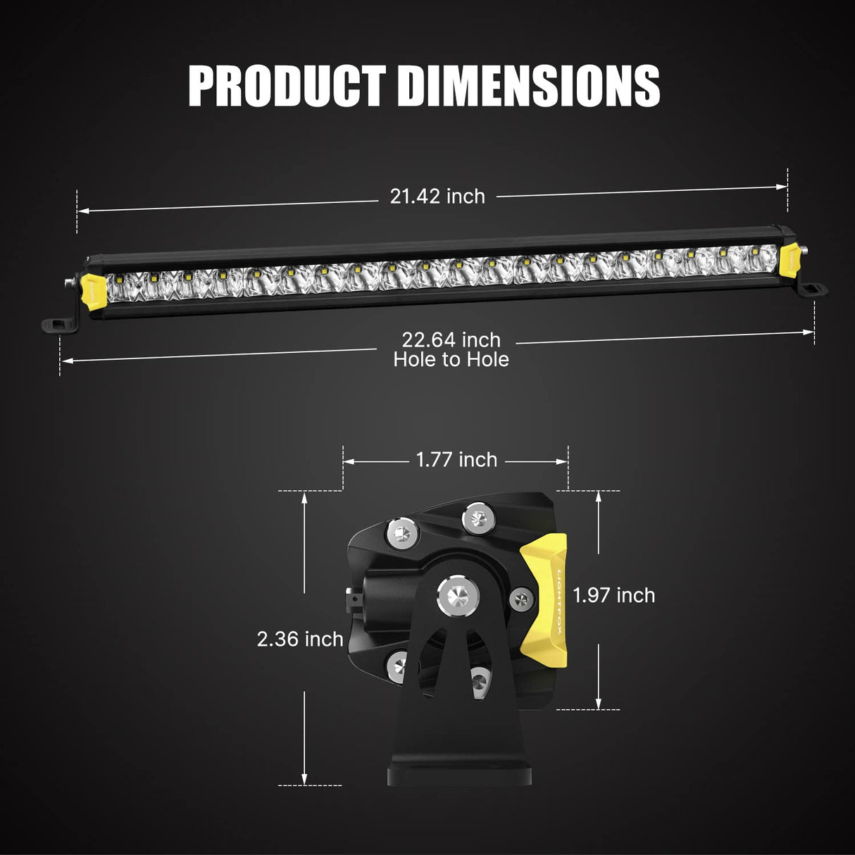 LIGHTFOX 20inch Osram LED Light Bar Super Slim Single Row Spot Flood Beam Offroad