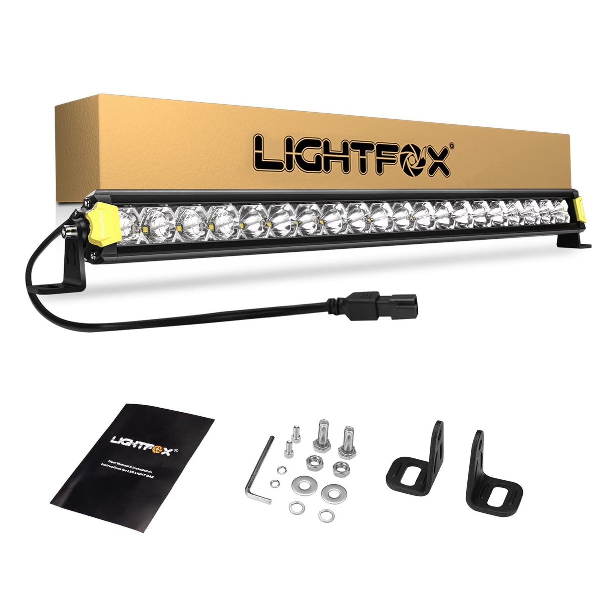 LIGHTFOX 20inch Osram LED Light Bar Super Slim Single Row Spot Flood Beam Offroad