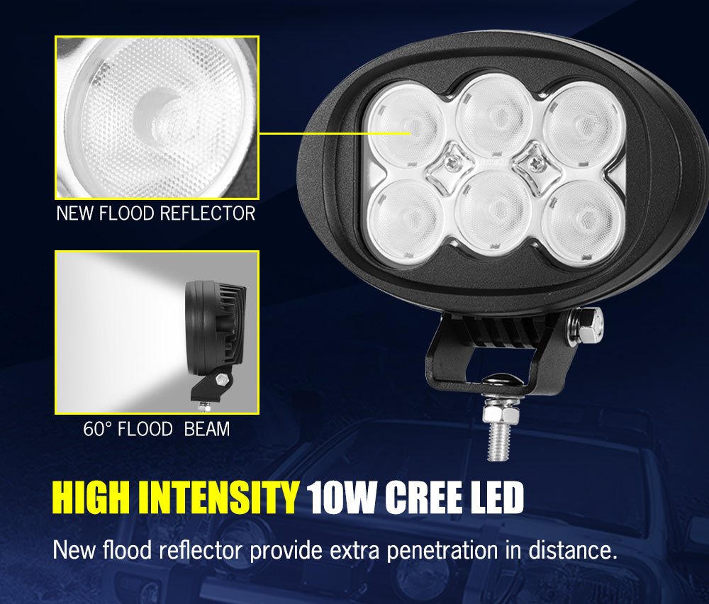 LIGHTFOX Pair 6inch 60W LED Work Light Bar Flood Driving Lamp 4WD Truck Boat 12V 24V