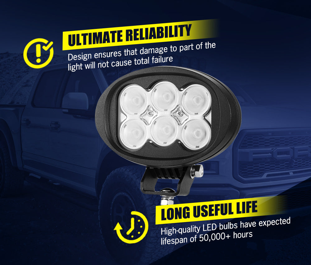 LIGHTFOX Pair 6inch 60W LED Work Light Bar Flood Driving Lamp 4WD Truck Boat 12V 24V