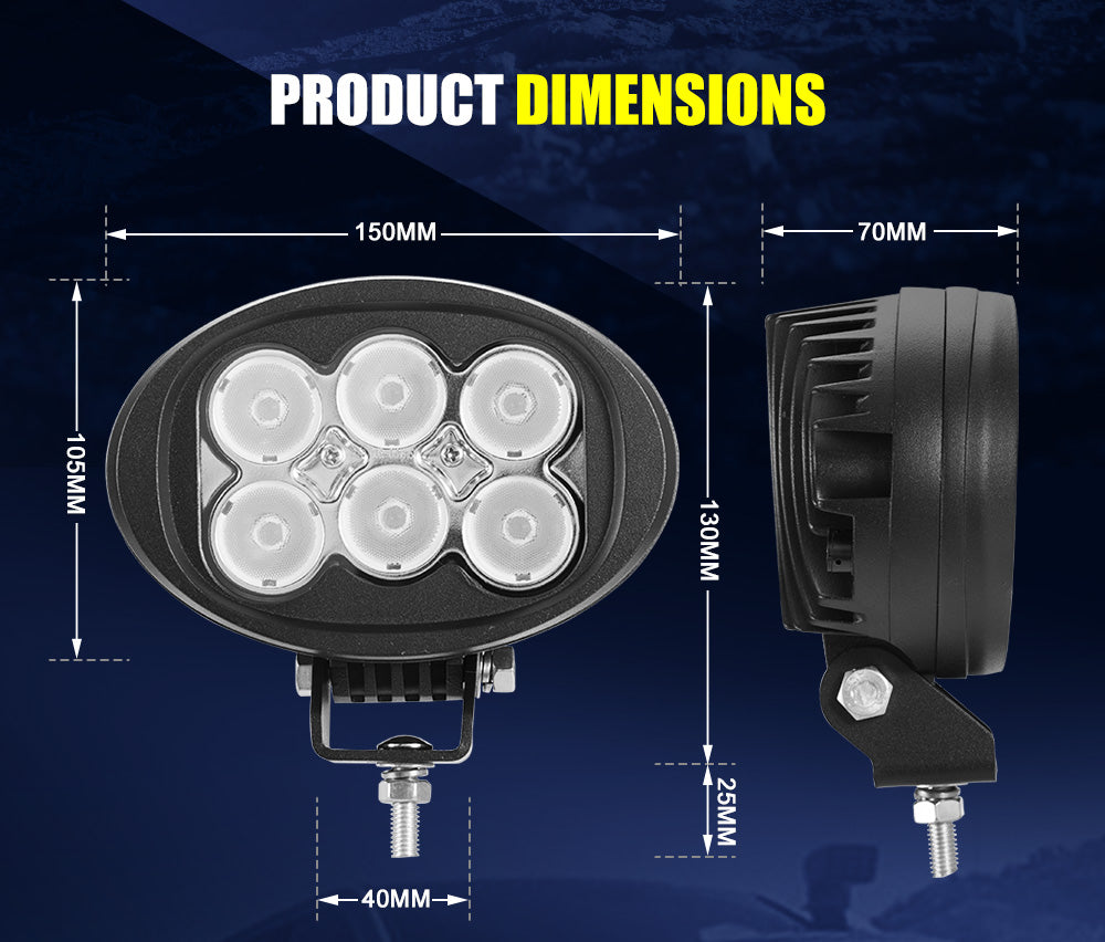 LIGHTFOX Pair 6inch 60W LED Work Light Bar Flood Driving Lamp 4WD Truck Boat 12V 24V