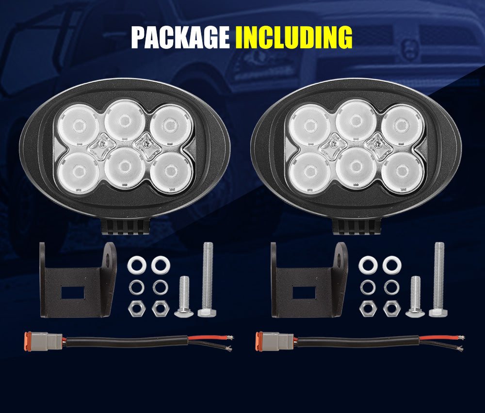 LIGHTFOX Pair 6inch 60W LED Work Light Bar Flood Driving Lamp 4WD Truck Boat 12V 24V